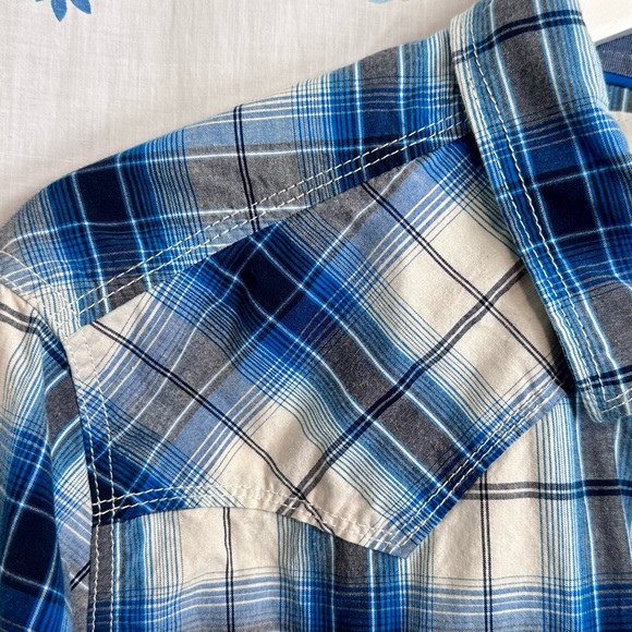 Aeropostale - Men’s SHIRT Sz L SNAP CLOSE Plaid - BLUE - Picture 3 of 13